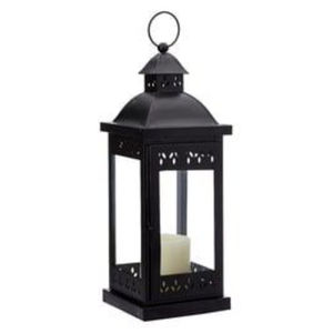 Lanterne à bougie de Noël en fer noir de grande qualité avec panneaux en verre, design moderne, à suspendre ou à poser, pour décoration intérieure/extérieure, maison et jardin - Product Image 3