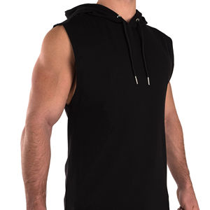 Ropa de calle Casual personalizado entrenamiento gimnasio Sudadera con capucha sin mangas culturismo transpirable sin mangas Sudadera con capucha Unisex Color sólido ropa de hombre - Product Image 3