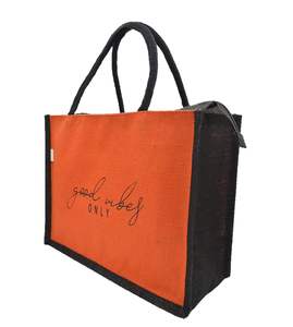 กระเป๋าผ้าใบปอกระเจาวัสดุหนักพร้อมที่จับออกแบบโลโก้ได้ตามต้องการสำหรับใช้งานได้หลากหลายรูปทรงสี่เหลี่ยมผืนผ้าที่เป็นมิตรต่อสิ่งแวดล้อม - Product Image 5