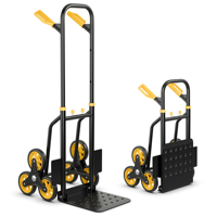 Chariot monte-escalier robuste de 300 kg de capacité pour le transport de marchandises, à traction manuelle, 6 roues, pliable et portable