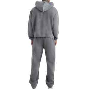 Conjunto Deportivo Informal para Hombre 2025, Diseño Sólido Estampado, 100% Algodón, Pantalones Jogger de Invierno, Diseño Apilado con Logotipo Frontal - Product Image 5