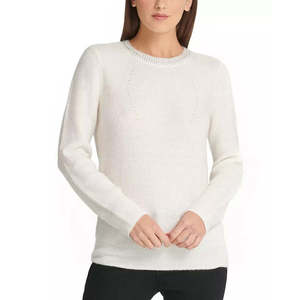 Maglione DKNY da donna premium bianco taglia grande impreziosito, in maglia traspirante, stile coreano, con logo frontale, vestito invernale maxi stampato - Product Image 1