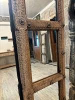 Miroir en bois sculpté à la main antique, panneau de fenêtre |   Décor architectural indien vintage