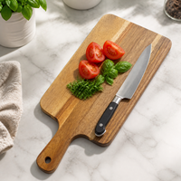 Planche à découper en bois d'acacia avec poignée pour le fromage, le pain, la viande, la préparation et le service des aliments en cuisine