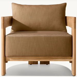 Sofá individual para relajarse al aire libre en un elegante estilo moderno, hecho de madera de teca con cómodos cojines. - Product Image 5