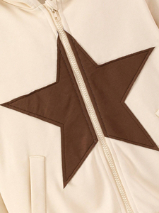 Moletom com capuz com zíper remendado Nujoom Tween Girl Star personalizado de alta qualidade com logotipos personalizados OME - Product Image 5