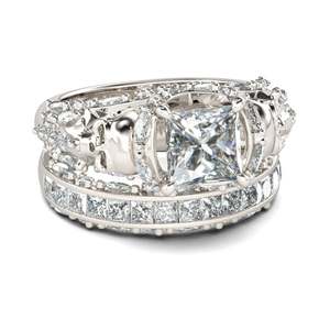 Jeulia Gold Plated Princess Cut <b>Skull</b> <b>Ring</b>-Fashion Anniversary <b>Ring</b> - Product Image 3