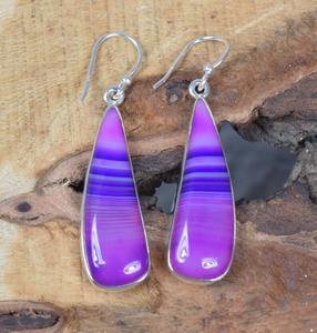 Botswana Agate Gemstone Boucles D'oreilles Femmes Bijoux De Mode 925 Solide Boucles D'oreilles En Argent Sterling Femmes Filles Dangle Boucles D'oreilles En Argent - Product Image 4