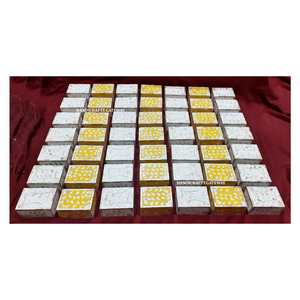 Patrón único Diseño hecho a mano Madera Madre de perla Incrustaciones Color amarillo y blanco Rectángulo Forma Joyeros para Decoración - Product Image 1
