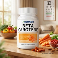 Ausreson OEM Gélules de Bêta-Carotène 500mg pour l'Éclaircissement de la Peau, Complément Bio à Base d'Extrait de Carotte pour le Bronzage, Vitamine Bêta-Carotène