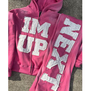 Survêtements zippés personnalisés très vendus ensemble sweat à capuche et pantalon de survêtement délavés à l'acide survêtement évasé pour hommes et femmes - Product Image 3