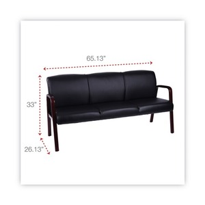 Alera ALERL2319M Sofá de recepción de 3 plazas serie WL 65.13 pulgadas. X 26.13 Pulgadas X 33 Pulgadas Silla de Espera de Color Negro - Product Image 6