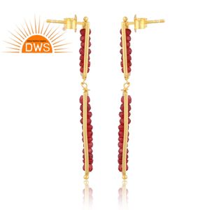 Pendientes colgantes de cuentas de rubí Natural chapados en oro de 18 quilates de plata de ley más vendidos, joyería fina Demi para mujer, regalo para ella - Product Image 3