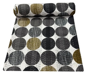 Edredón Kantha indio orgánico hecho a mano con estampado de lunares, colcha de algodón 100%, ropa de cama de invierno, manta para uso doméstico - Product Image 2