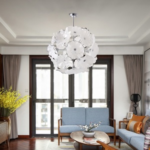 Lustre en verre de Murano fait main, <span class=keywords><strong>d</strong></span>écoration artistique de luxe, boule de verre, fleur, <span class=keywords><strong>luminaire</strong></span> suspendu LED G4 <span class=keywords><strong>pour</strong></span> hôtel, <span class=keywords><strong>entrée</strong></span> de maison, <span class=keywords><strong>hall</strong></span> - Product Image 4