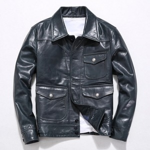 Abrigo de Invierno para Hombre, Estilo Motero Vintage, 100% Cuero de Oveja Genuino, Ecológico, Impermeable - Product Image 2