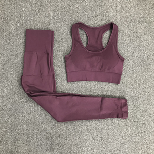 2024 femmes marque privée doux sans couture gymnastique entraînement tenue ensemble 2 pièces côtelé Yoga Fitness taille élastique extensible sans couture Yoga - Product Image 6
