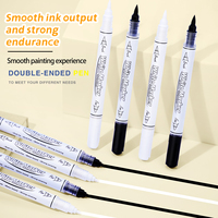 Ensemble de stylos de calligraphie à encre noire et blanche Guangna, marqueurs artistiques avec pointe pinceau et pointes flexibles, stylo en plastique