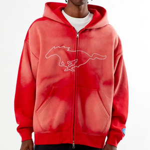 เสื้อฮู้ดผ้าฝุ่นแอซิดพร้อมโลโก้ออกแบบได้ตามต้องการ - Product Image 1