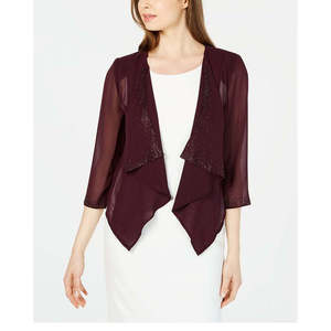 เสื้อสเวตเตอร์ผู้หญิงสีม่วงไซส์เล็ก Calvin Klein รุ่น Illusion-Sleeve ประดับด้วยคริสตัล - Product Image 1