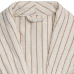 Luxury Striped Bath Robe Bamboo Viscose Cotton Blend Ultra Soft Zero Twist Technology Unisex Fit With Pockets in <b>Sand</b> Stripe - Product Image 6