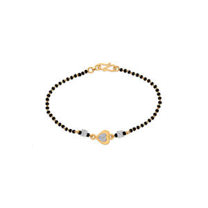 Pulsera Mangalsutra de Oro con Corazón - Joyería Fina con Cuentas - Product Image 2