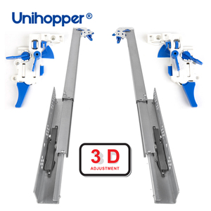 UNIHOPPER personnalisé synchroniser 3D réglable <span class=keywords><strong>Rail</strong></span> Undermount dissimulé pousser la glissière de tiroir ouvert pour armoires de cuisine - Product Image 1