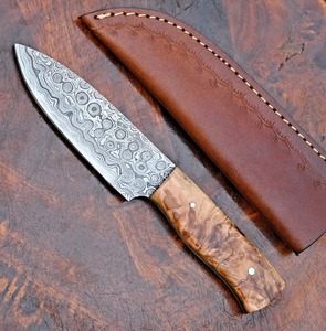 มีดล่าสัตว์ดามัสกัสแบบทำมือใบมีดเหล็กดามัสกัสแบบถือทำด้วยมือมีปลอกรองรับ OEM - Product Image 4