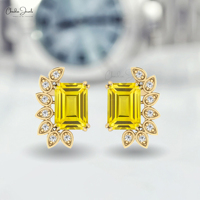Offre Spéciale 2025 2CT émeraude coupe birmanie rubis pierres précieuses déclaration goujons 14k or véritable diamant boucles d'oreilles en gros bijoux en vrac