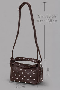 Bolso de Hombro con Tachuelas para Mujer, con Logotipo Personalizado, OEM, Lona Marrón, Cierre de Cremallera Impermeable, Bolso Casual, ODM, Marca Privada, Moda - Product Image 5