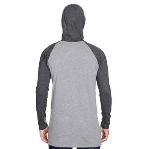 Mens T Shirts Hooded Raglan Long Sleeve Fine Lightweight Jersey Dep <b>Grey</b> <b>Sweatshirts</b> - Product Image 3