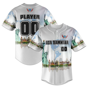 Maillots de baseball et de softball pour adultes de l'équipe des États-Unis, impression numérique, respirant, spandex/coton, séchage rapide, antibactérien, personnalisé pour l'équipe - Product Image 3