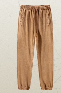 Printemps et automne nouveau teint vieilli blanc mince col rond sweat pantalons de survêtement ensemble sweat hommes couleur unie lavé sweats à capuche - Product Image 6