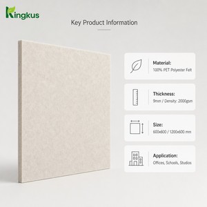 Panneau acoustique en fibre de polyester 9 mm, panneau mural insonorisant en feutre PET 2000 g/m², panneau acoustique anti-bruit Platinum KP-74 - Product Image 3