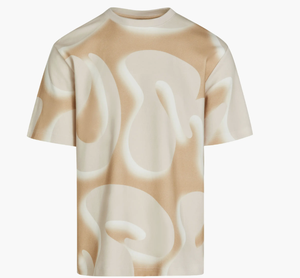 200 gramos de manga corta diseño abstracto impreso 92.2% algodón 7.8% Spandex camiseta Slim Fit personalizado hombres ropa Casual camiseta - Product Image 1