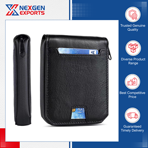 Nouvel arrivage : Porte-cartes de crédit en cuir véritable, minimaliste, anti-RFID, avec fermeture éclair – Qualité supérieure, vente en gros compétitive - Product Image 3