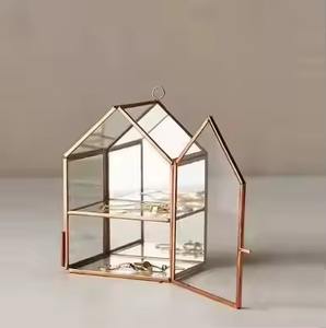 Exhibidor de Vidrio Metálico con Acabado Dorado en Forma de Hexágono, Caja de Almacenamiento para Perfumes y Joyas - Product Image 3