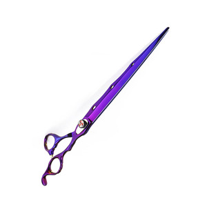 กรรไกรตัดแต่งขนสัตว์เลี้ยงแบบหรูหรา สีม่วง ใบมีดตรงคมกริบ สำหรับคนถนัดขวา กรรไกรตัดแต่งขนสัตว์เลี้ยง - Product Image 2