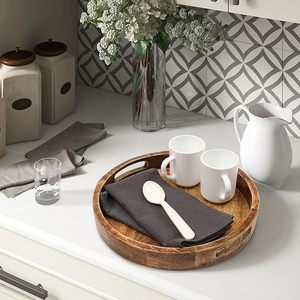 ARTISAN AURA Porte-Café Alimentaire Offre Spéciale Grand Plateau de Service Rectangulaire en Bois de Luxe avec Poignées en Métal à bas prix - Product Image 5