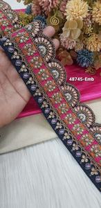 Robes de mariée de luxe avec bordure en dentelle voilée brodée, bordure scintillante personnalisée, accessoire de vêtement de haute qualité en gros - Product Image 3