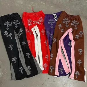 Pantalon en strass bling du fabricant personnalisé pantalon Streetwear pantalon de survêtement évasé ample empilé pantalon de survêtement pour hommes pantalon en strass - Product Image 1