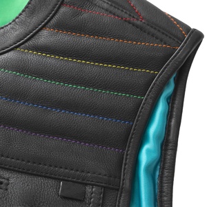 <b>Men's</b> Customized Super High Quality Fashion Black Leather <b>Vests</b> for <b>Men</b> Quilted Top Pocket Stylish Multi Color Inner Lining - Product Image 5