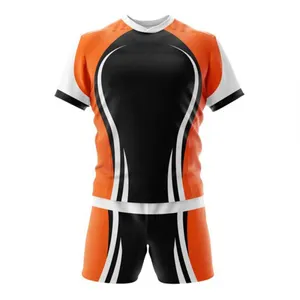 定制橄榄球制服设计您自己的橄榄球球衣和短裤升华成人耐用短袖橄榄球制服