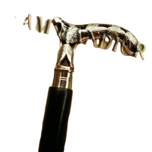 Bastones de madera hechos a mano con mango de hoja de latón, para caminar, con hojas de latón - Product Image 1