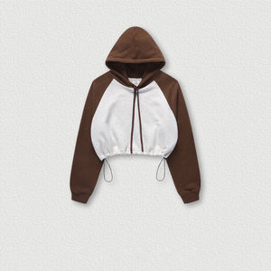 Custom Color Block Raglan Sleeve Crop <b>Top</b> Hoodies Women's Hoodies - Product Image 2