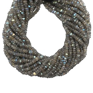 Labradorite 4-5mm Forme Rondelle Pierre précieuse Perles facettées Gris Bleu 53 Carats 13 Pouces Brin Fabrication de bijoux Février Mars - Product Image 6