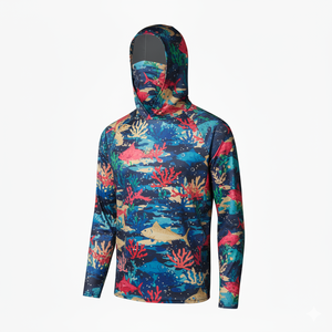 Camisa de Pesca con Capucha y Manga Larga para Hombre, Protección UPF 50, con Estampado por Sublimación, Protección Anti-UV - Product Image 1