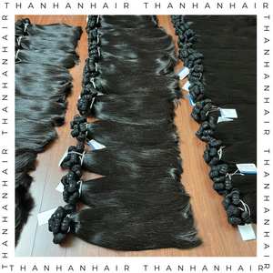 Extensiones de cabello humano vietnamita virgen natural de trama recta de color negro Super doble dibujado 100% Remy Raw Virgin - Product Image 5