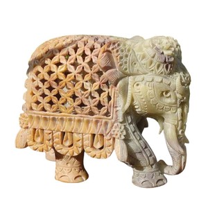 Indischer Großhändler von natürlichen Speckstein schnitzerei Design Elefanten figur für Werbe geschenke Steins chnitzerei Design Elefanten statue - Product Image 4