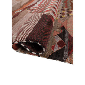 Freedom Manchaha <b>Red</b> & Orange Geometric Pattern Hand Knotted Wool & Bamboo <b>Silk</b> Rug Flat Weave Living Room Carpet-Les-8372 - Product Image 2